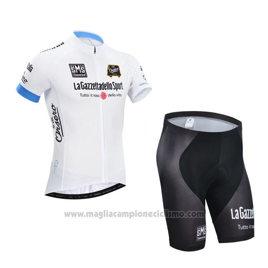 2014 Abbigliamento Ciclismo Giro d'Italia Bianco Manica Corta e Salopette